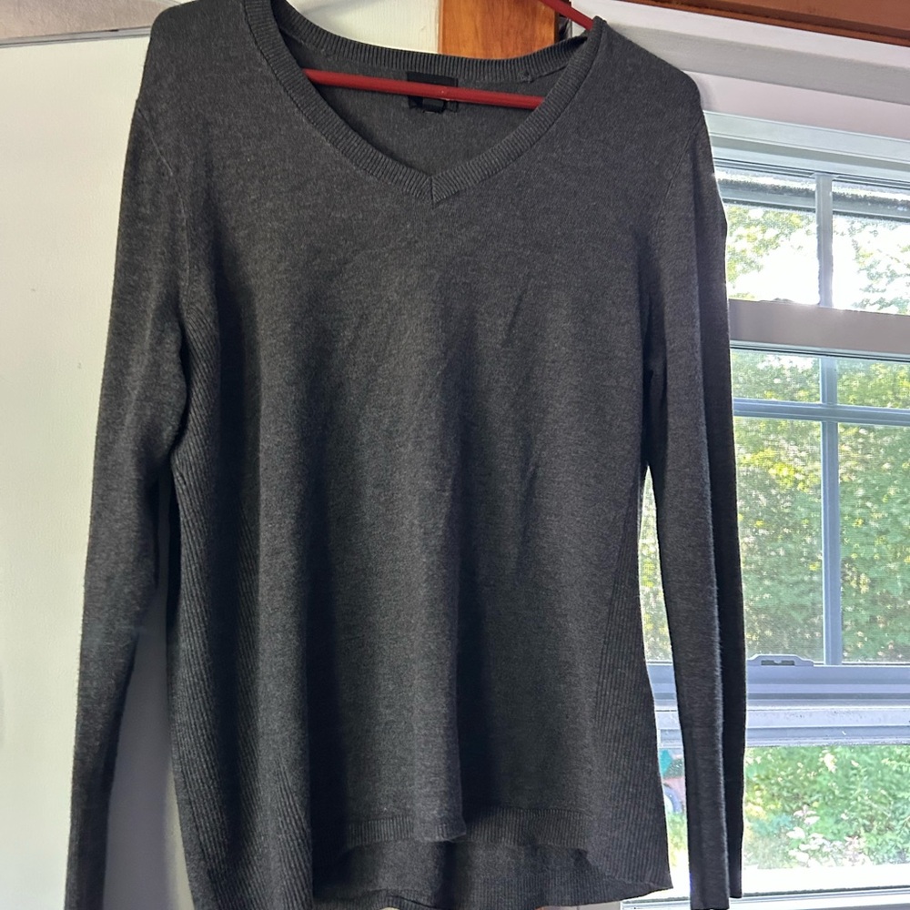 Gray V-Neck Women's Sweater